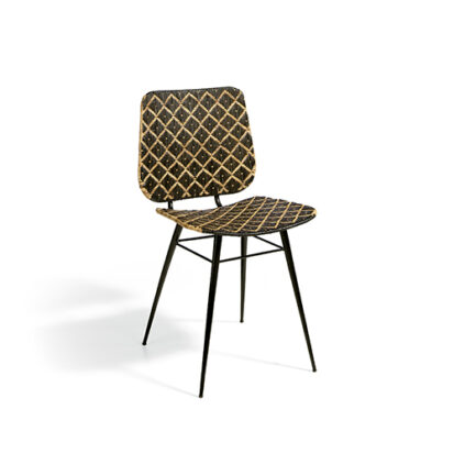 Esszimmerstuhl aus Rattan und Schmiedeeisen „Rens“