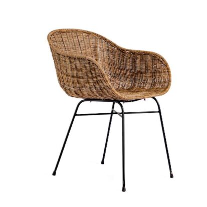 Esszimmerstuhl aus Rattan und Schmiedeeisen „Beirut“