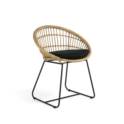 Esszimmerstuhl aus Rattan und Schmiedeeisen „Kirana“